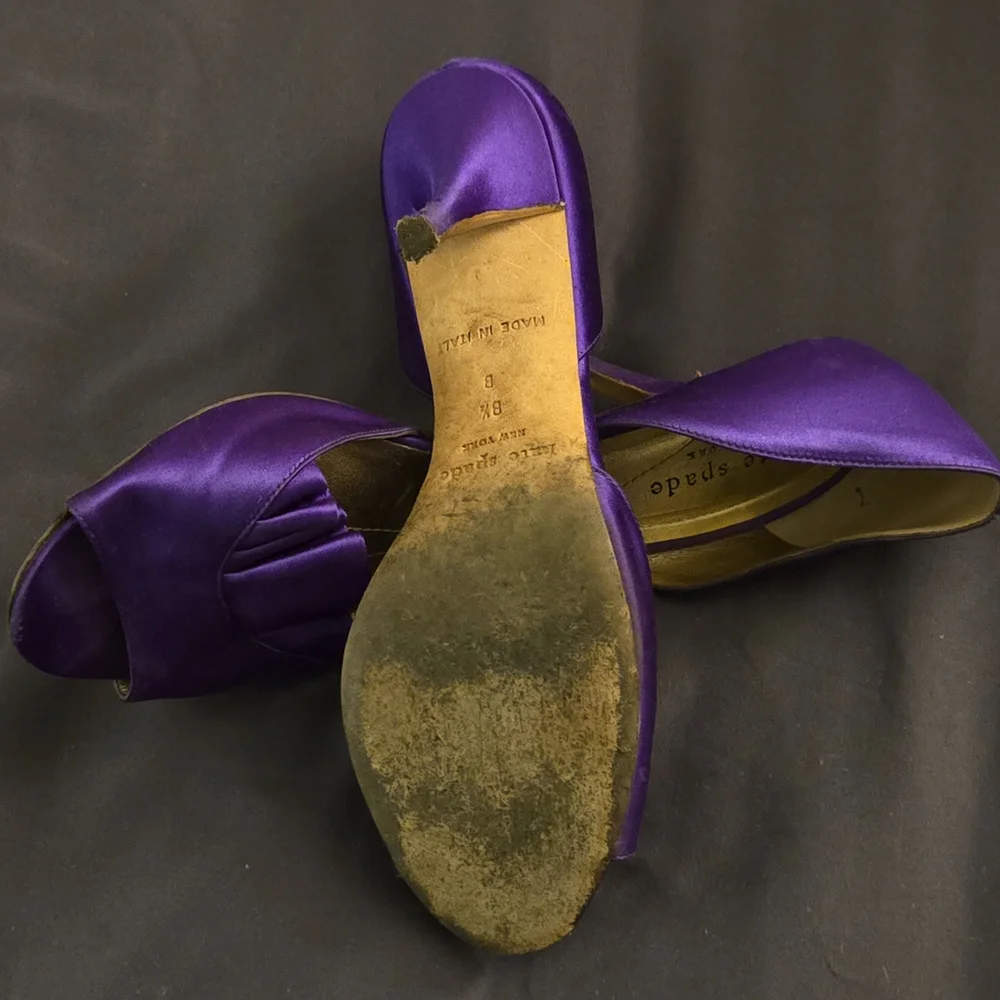 Kate Spade Purple Satin Heels - Picture 4 of 5